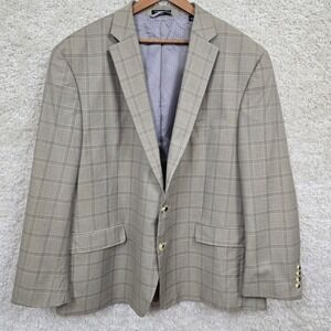 Shaquille O’Neal Sport Coat Two‎ Button Beige Windowpane 50R XLG